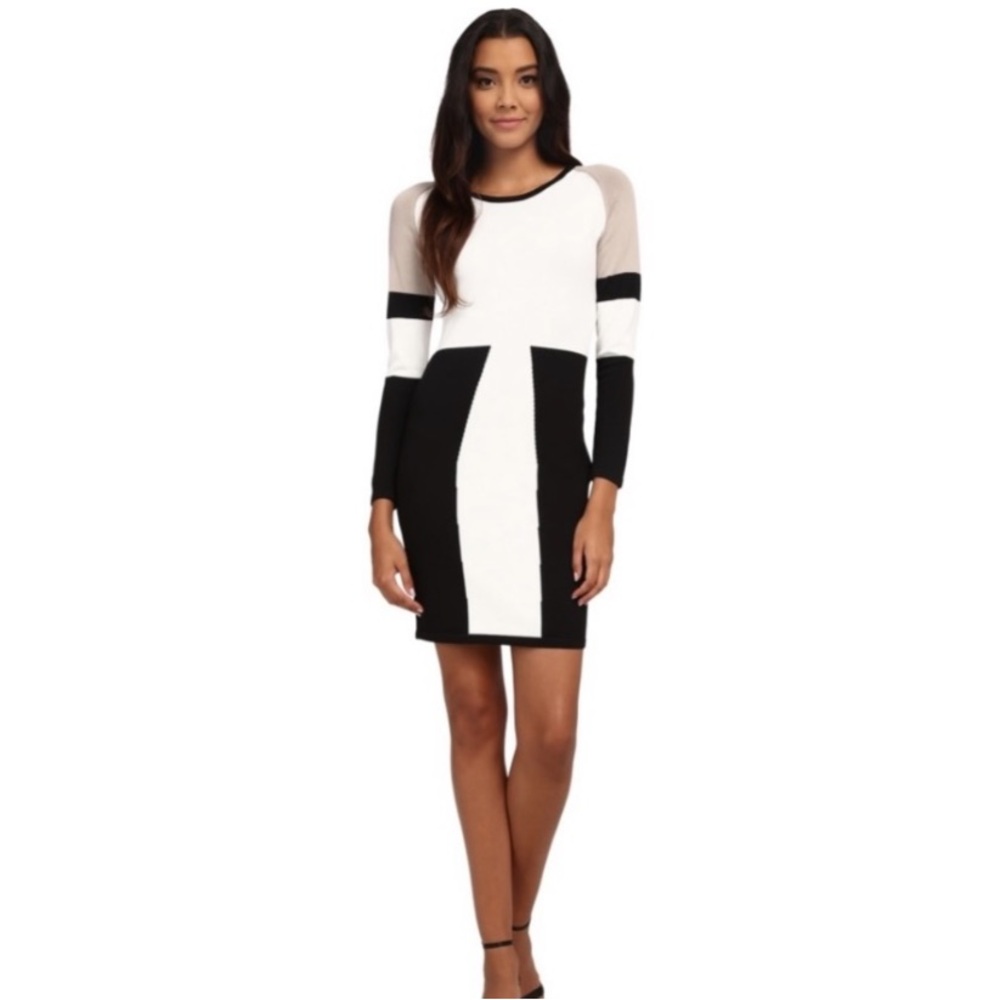 Calvin Klein Long Sleeves Color Block Bodycon Casual Dress Midi A Line XL